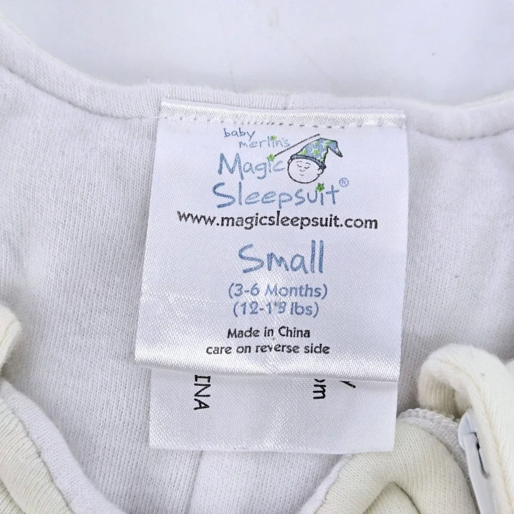 Baby Merlins Magic Sleepsuit Cream Cotton Swaddle Transition Small 3-6 Months